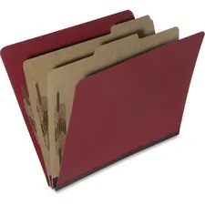 National Industries For the Blind 7530015567917 — SKILCRAFT Pressboard Classification Folder - 8 1/2 x 11 - 2 Expansion - Prong Fastener - 1 Fastener Capacity for Folder - 2 Divider(s) - Pressboard - Dark Red - 30% Recycled - 10 / Box
