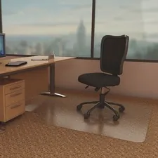 DEFLECTO DEF CM11112 — Deflecto Economat for Carpet - Carpeted Floor - 48 Length x 36 Width - Lip Size 12 Length x 20 Width - Vinyl - Clear