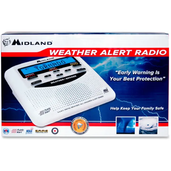 Midland WR120B Weather Alert - with Weather Disaster, NOAA All Hazard, Biological Hazard, Civil Emergency Message, Fire, Child Abduction Emergency (Amber Alert), Landslide - Specific Area Message Encoding (SAME)7 Weather - Desktop