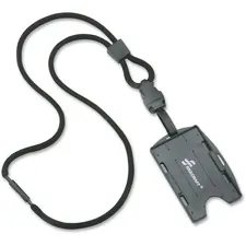 National Industries For the Blind 8455016258997 — SKILCRAFT Dual Sided ID Holder Lanyard - Vertical, Horizontal - Plastic - 12 / Dozen - Clear, Black