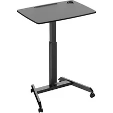 KANTEK KTK STS330B — Kantek Adjustable Height Mobile Sit Stand Desk - 22 Table Top Length x 31.50 Table Top Width - 49 Height - Assembly Required - Black - Melamine Top Material