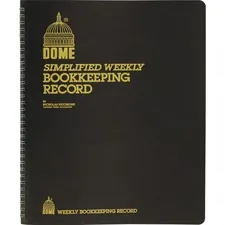 Dome Enterprises DOM 600 — Dome Bookkeeping Record Book - 128 Sheet(s) - Wire Bound - 8 3/4 x 11 1/4 Sheet Size - Brown Cover - Recycled - 1 Each