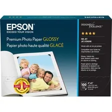 EPSON S041727 — Epson Premium Inkjet Photo Paper - White - 92 Brightness - 97% Opacity - 4 x 6 - 68 lb Basis Weight - High Gloss - 100/Pack