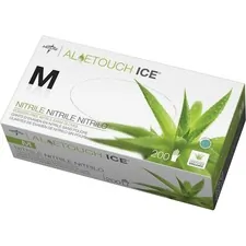 MEDLINE INDUSTRIES INC MII MDS195285 — Medline Aloetouch Ice Nitrile Gloves - Medium Size - Nitrile - Latex-free, Textured, Powder-free - For Healthcare Working - 200 / Box