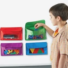 Learning Resources LRN LER6447 — Learning Resources Magnetic Storage Pocket Set - 5.5 Height9.5 Length - Sturdy, Magnetic - Red, Green, Blue, Purple - 4 / Set