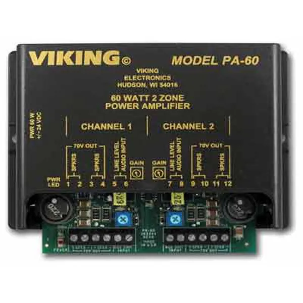 Viking Electronics VK-PA-60 — Viking Electronics VK-PA-60 60w Compact Two Zone Amplifier