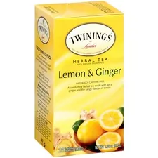 R Twining and Co Limited TWG 09180 — Twinings Lemon & Ginger Herbal Tea - Tea Bag - Herbal Tea, Decaffeinated - Lemon Ginger - 1.3 oz - 25 / Box