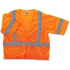 Tenacious Holdings Inc EGO 22015 — Ergodyne GloWear Class 3 Orange Economy Vest - Reflective, Machine Washable, Lightweight, Pocket, Hook & Loop Closure - Large/Extra Large Size - Polyester Mesh - Orange - 1 / Each