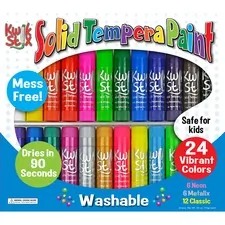 THE PENCIL GRIP TPG 604 — The Pencil Grip Tempera Paint 24-color Mess Free Set - 24 / Set - Assorted, Neon, Metallic