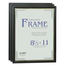 NuDell Manufacturing Company Inc NUD 11888 — NuDell Easy Slide-In Document Frame - Holds 8.50 x 11 Insert - Horizontal, Vertical - 3 / Pack - Plastic - Black