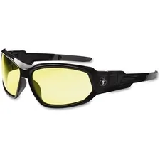 Tenacious Holdings Inc EGO 56050 — Ergodyne Loki Yellow Lens Safety Glasses - Durable, Flexible, Scratch Resistant, Anti-fog, Non-slip, Perspiration Resistant, Comfortable, Elastic Strap - Ultraviolet Protection - Polycarbonate Lens, Nylon Frame, Polycarbonate Temple, Foam Gasket - Black - 1 Each