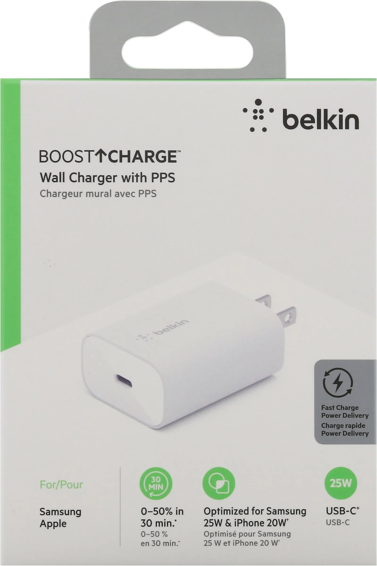 Belkin WCA004DQWH — 25W USB-C WALL CHARGER WITH PPS (STANDALONE)
