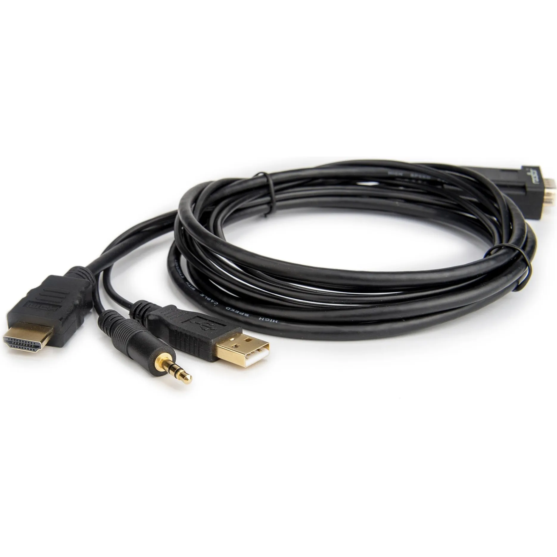 ROCSTOR Y10C264-B1 — PREMIUM 6FT (1.83M) HDMI TO VGA CONVERTER CABLE WITH POWER AND AUDIO SUPPORT M/M
