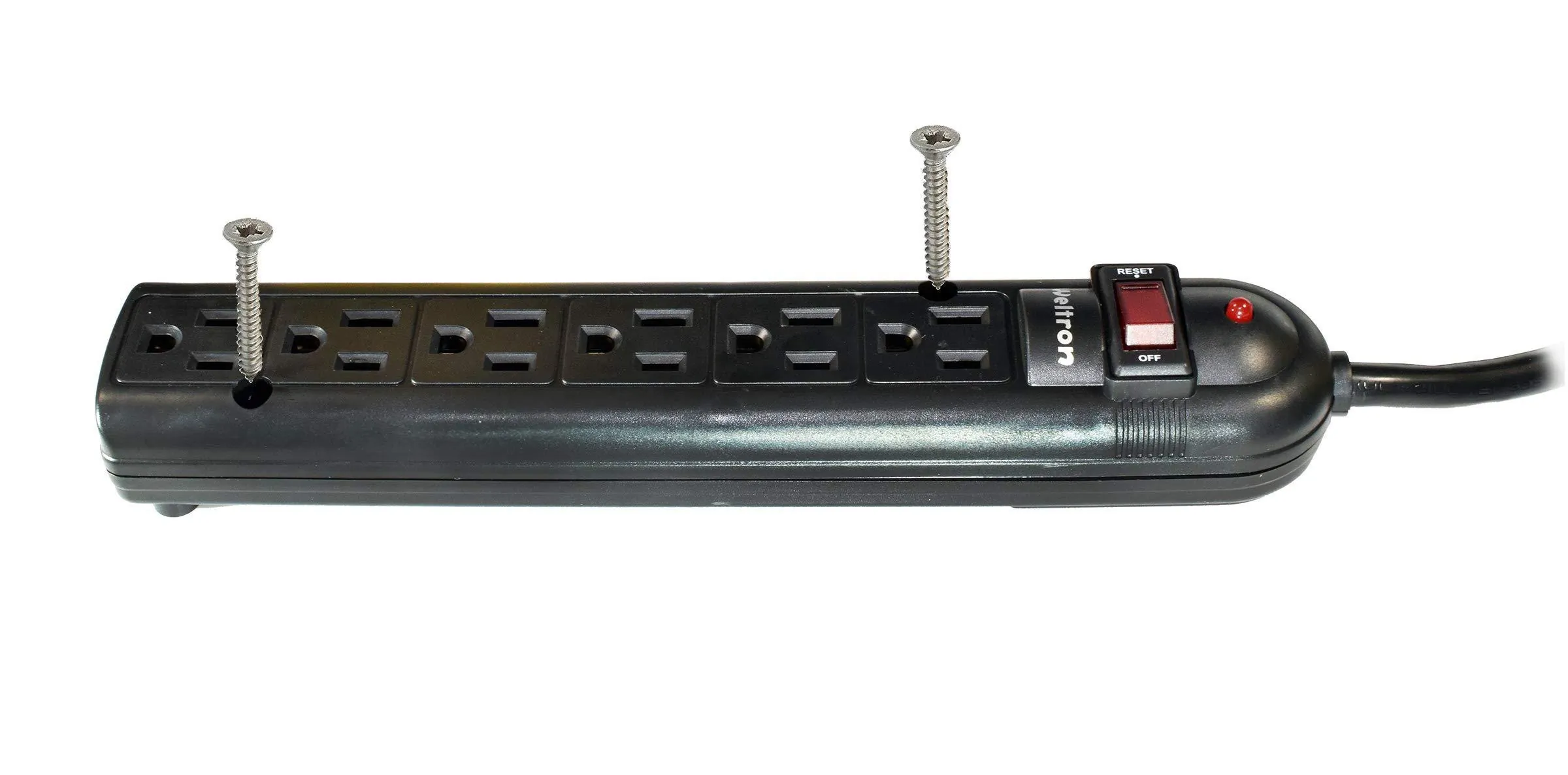 WELTRON WSP-600PLF-3BK — 6-OUTLET BLACK PLASTIC SURGE PROTECTOR W/ FULL 3 LINES SURGE; 750 JOULES; EMI/RF
