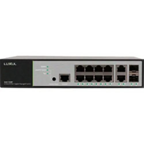 LUXUL XMS-1208P - 12-Port Gigabit Managed Switch with 8 PoE+ Ports