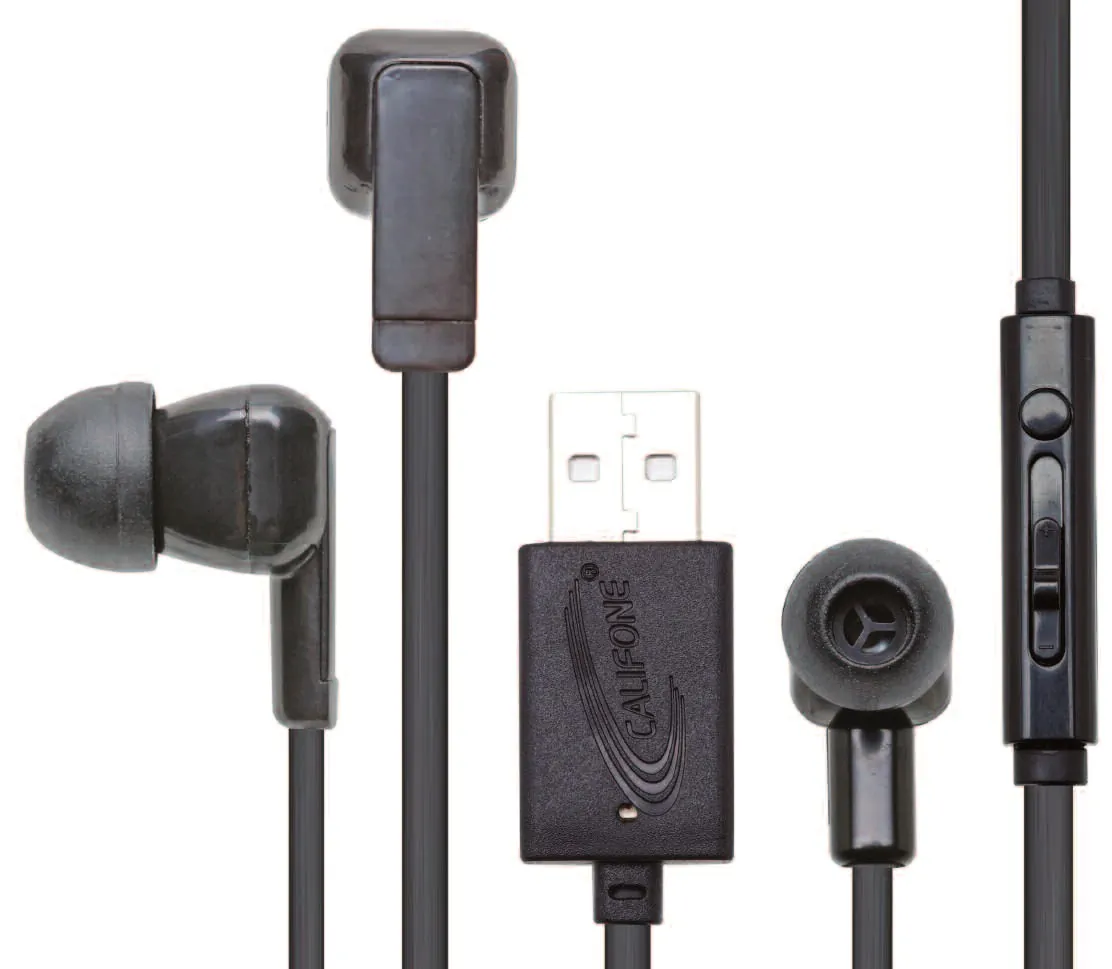ERGOGUYS E3USB — CALIFONE USB Wired Ear Buds with Mic & Volume Control