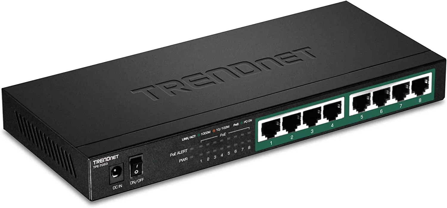TRENDNET TPE-TG83 — 8-Port Gigabit PoE+ Switch (65W)
