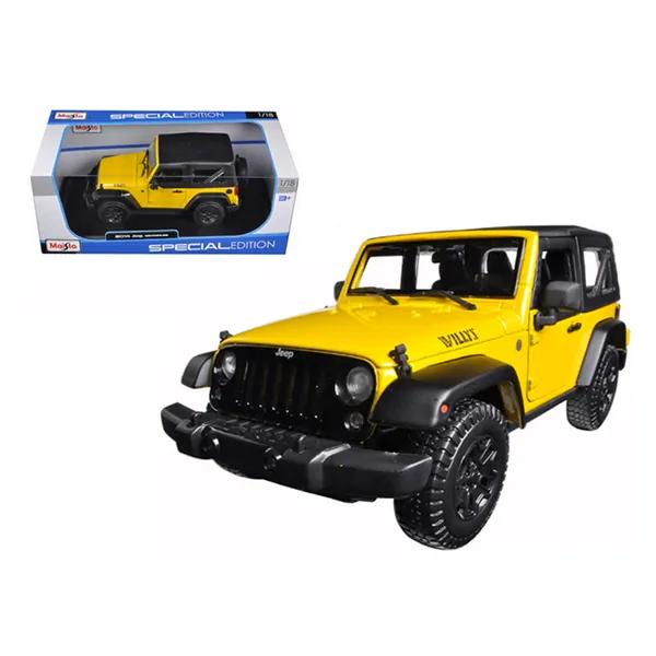 Maisto 31676r — 1:18 Scale 2014 Jeep Wrangler Willys Yellow Diecast Model