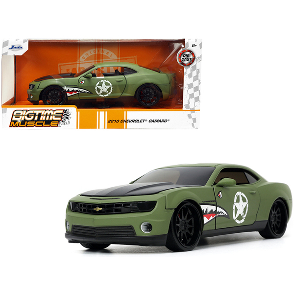 Jada Toys 33057 - 2010 Chevrolet Camaro Shark Matt Olive Green with Matt Black