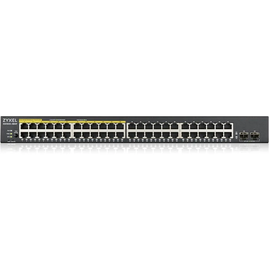 ZYXEL GS1900-48HPV2 — GS1900-48HPV2 - 48 PORT GBE (24 GBE + 24 GBE W/POE+) L2 WEB MANAGED RACKMOUNT SW