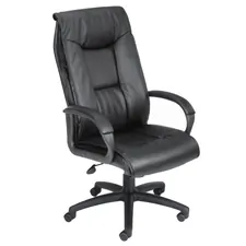 Norstar Office Products Inc BOP B7601BK — Boss Executive Leather Plus Chair - Black LeatherPlus Seat - Black LeatherPlus Back - 5-star Base - Armrest - 1 Each
