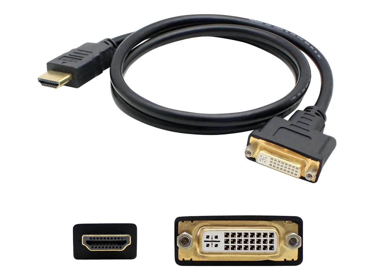 ADDON HDMI2DVIDMF3F — 3FT HDMI/DVI-D M/F BLACK ADAPTER CBL