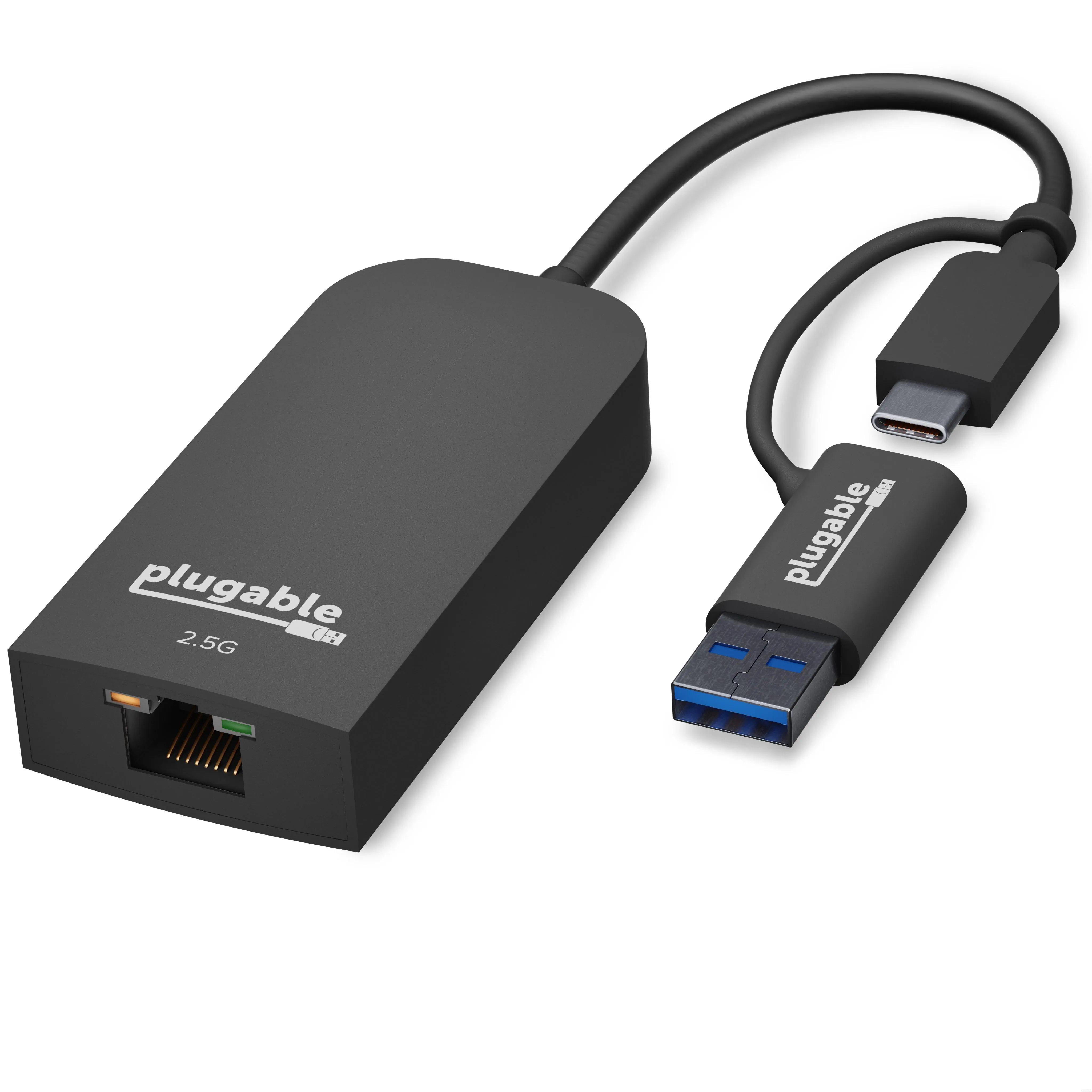 Plugable Technologies USBC-E2500 — 2.5G USB C &USB TO ETHERNET ADAPTER, 2-IN-1 ADAPTER COMPATIBLE WITH USB C/THUNDE