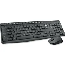 Logitech 920-007897 — Logitech Keyboard & Mouse (Keyboard English Layout only) - USB Wireless RF - English - Black - USB Wireless RF - Optical - Scroll Wheel - QWERTY - Black - AAA, AA - Compatible with Desktop Computer (PC, Linux, Chrome OS) - 1 Pack