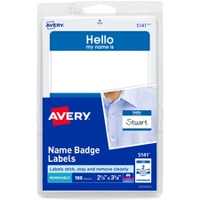 Avery Dennison CW19009 - Avery Border PrintWrite Hello Name Badges - Removable Adhesi