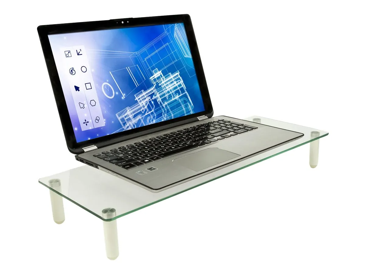 MountIt MI-7263 — MOUNT-IT Adjustable Glass Monitor Stand - 22" Wide