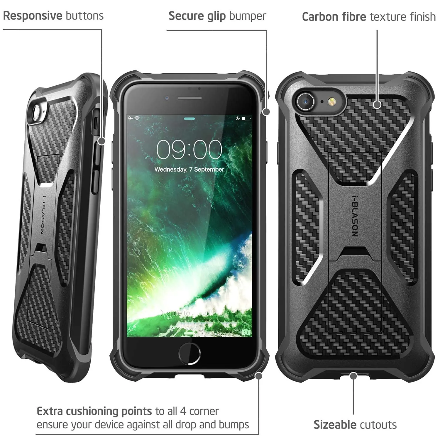 I BLASON IPH7-TRANSF-BK - i-Blason Transformer Dual-Layer Holster Case for iPhone 7