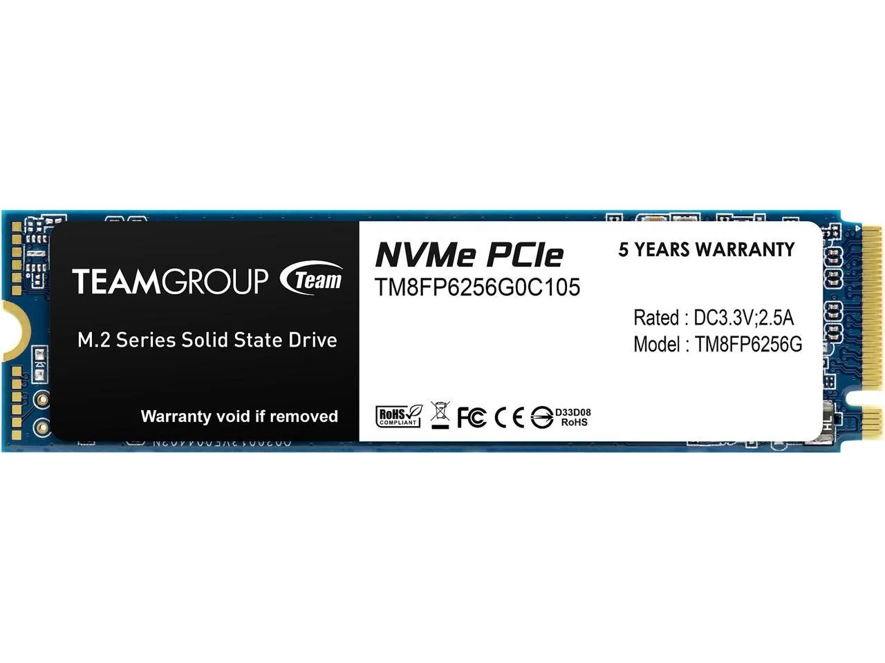 Team Group Inc TM8FP6256G0C101 — TEAMGROUP  MP33 M.2 2280 256GB PCIE 3.0 X4 WITH NVME 1.3 3D NAND INTERNAL SOLID