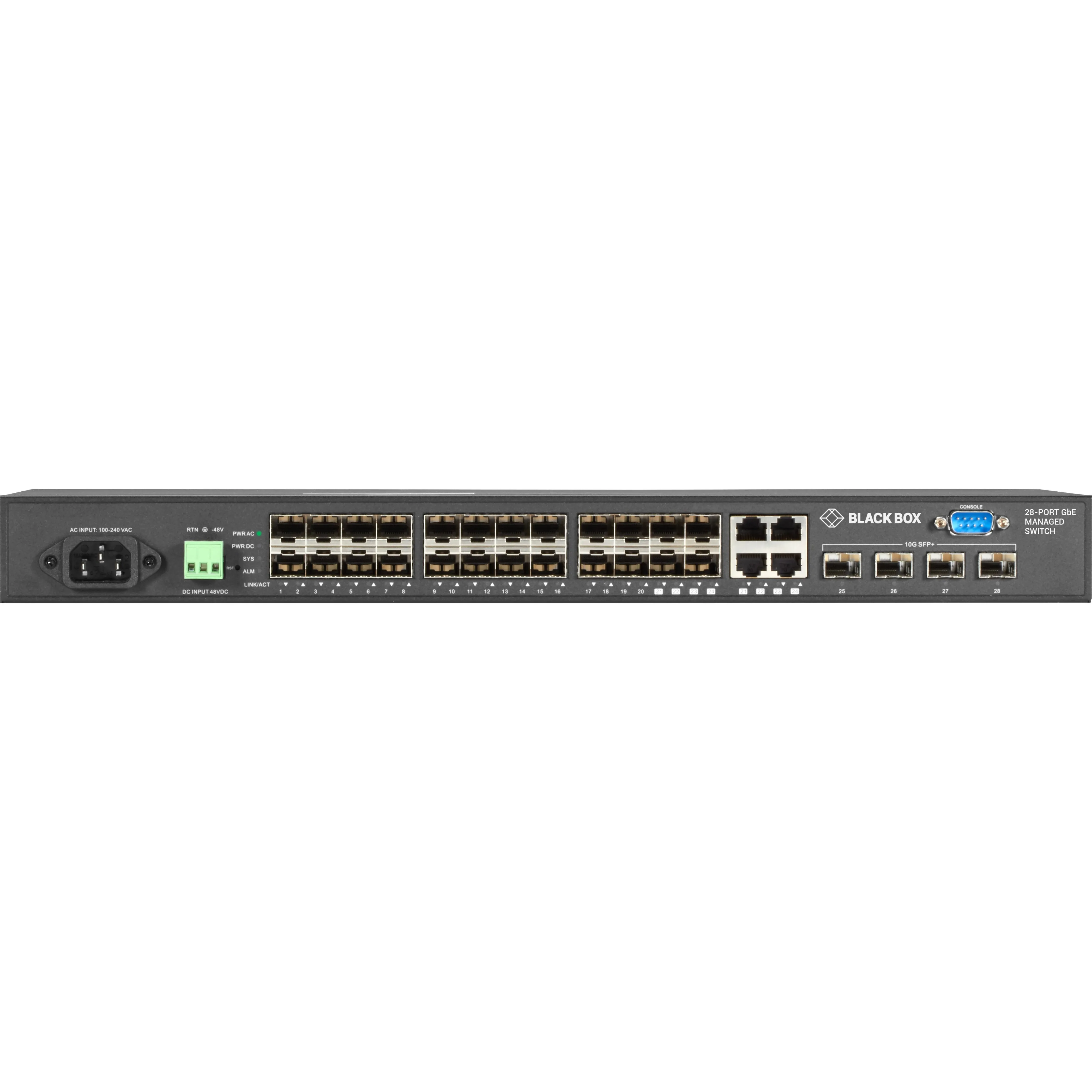 BLACK BOX CORPORATION LGB5128A-R2 — THIS LAYER 2 MANAGED GIGABIT ETHERNET SWITCH INCLUDES (20) 100/1000-MBPS SFP (SM
