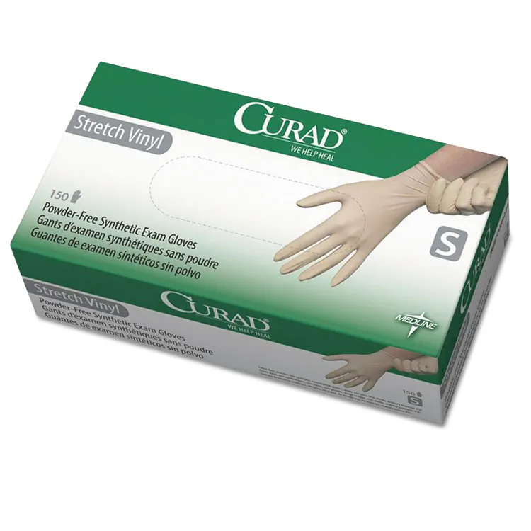 MEDLINE INDUSTRIES INC MII 6CUR9225 — Medline Powder-free Stretch Vinyl Exam Gloves - Medium Size - Vinyl - Cream - Stretchable, Powder-free, Latex-free, Non-sterile, Beaded Cuff - For Multipurpose - 150 / Box - 9.50 Glove Length