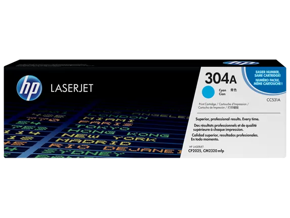 HP CC531A — HP 304A (CC531A) Toner Cartridge - Single Pack - Laser - Standard Yield - 2800 Pages - Cyan - 1 Each
