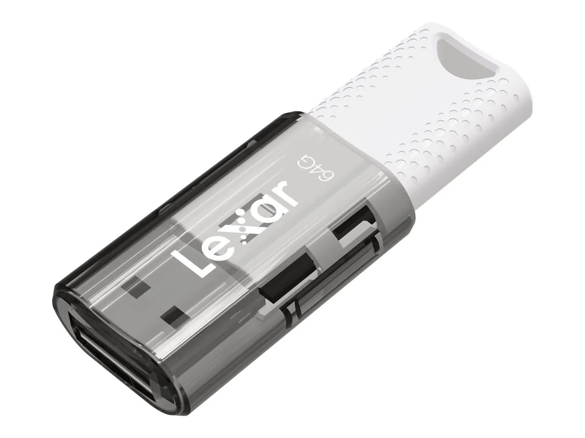 Lexar LJDS060064G-BNBNU — LEXAR, 64GB JUMPDRIVE, S60, USB 2.0, FLASH DRIVE, W/ CAP, WHITE/BLACKW/ CAP, WHI