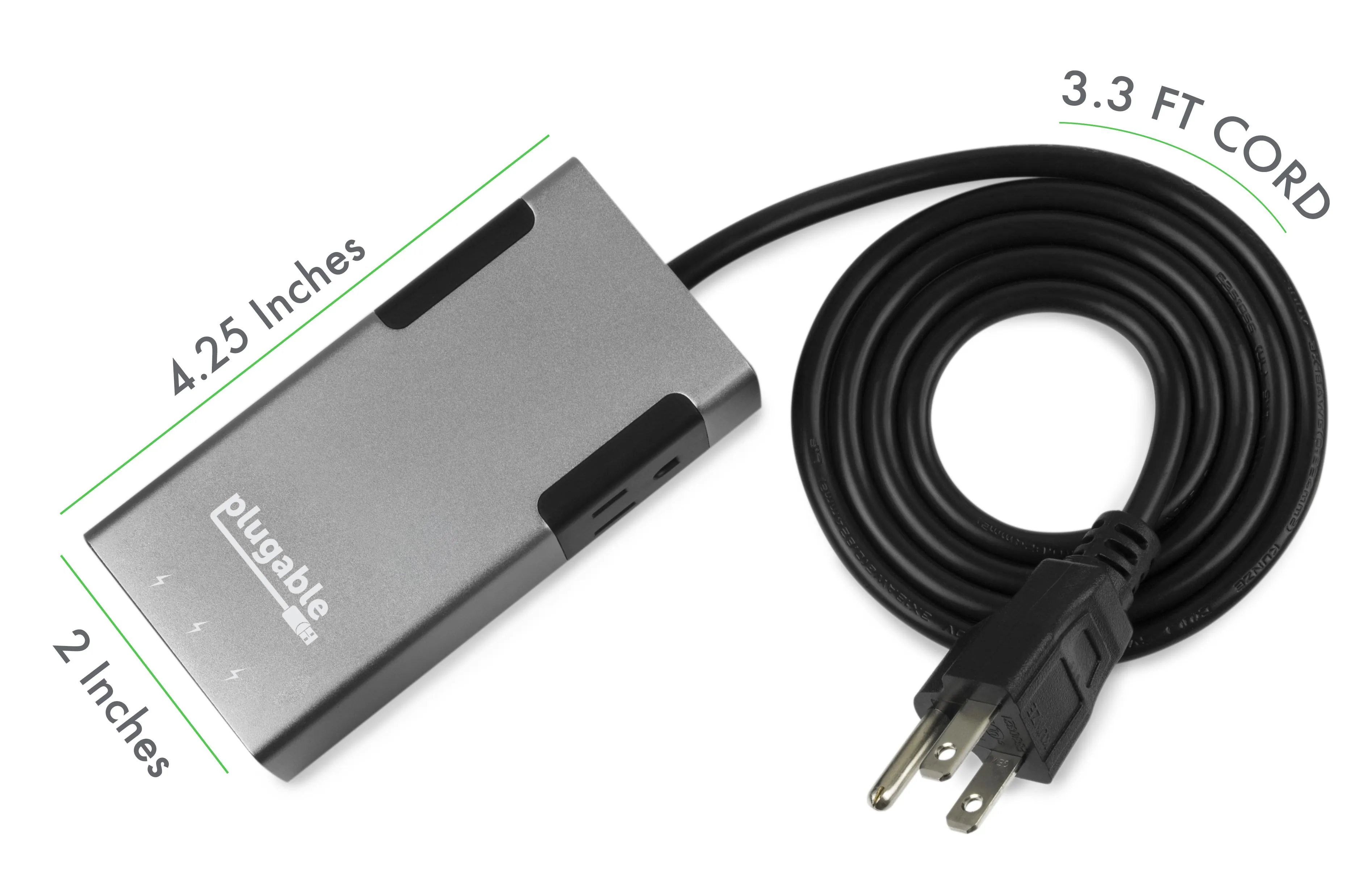 Plugable Technologies PS2-USB3 - PLUGABLE 2-OUTLET TRAVEL POWER STRIP