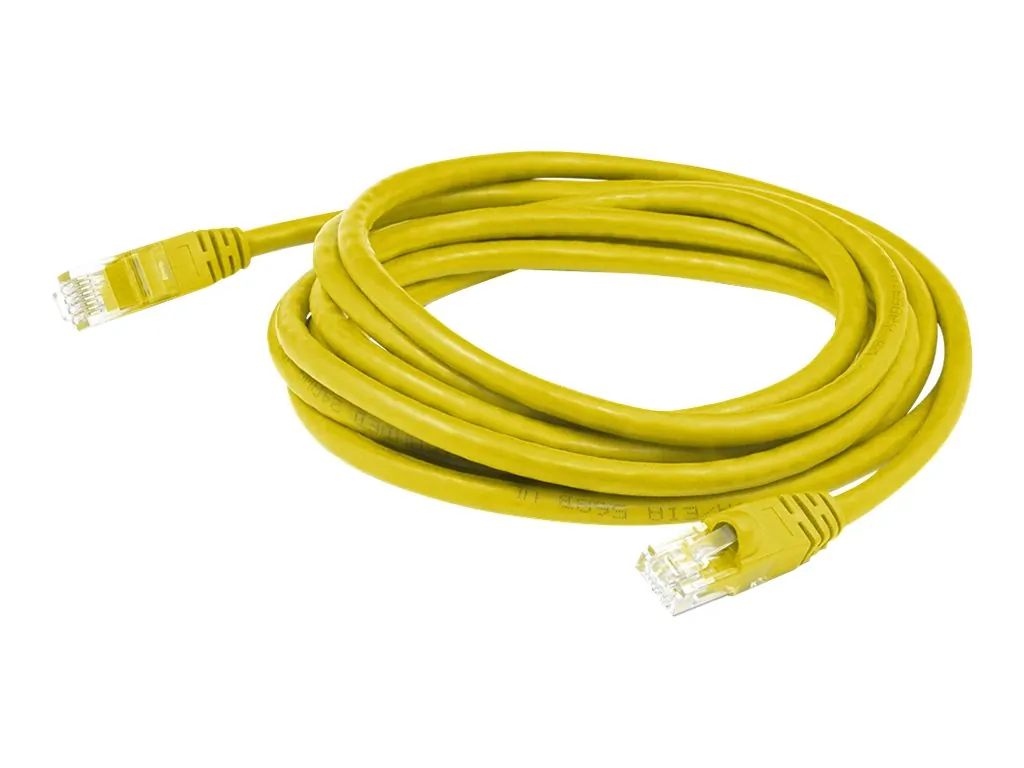 ADDON ADD-40FCAT6-YW — ADDON 40FT YELLOW CAT 6 PVC ETHERNET CABLE SNAGLESS BUBBLE BOOT RJ-45 M/M
