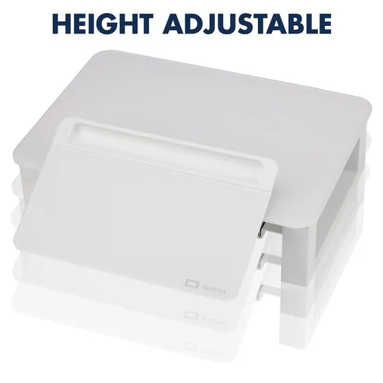 QUARTET Q090GMRW01 — Adjustable Glass Monitor Riser with Whiteboard