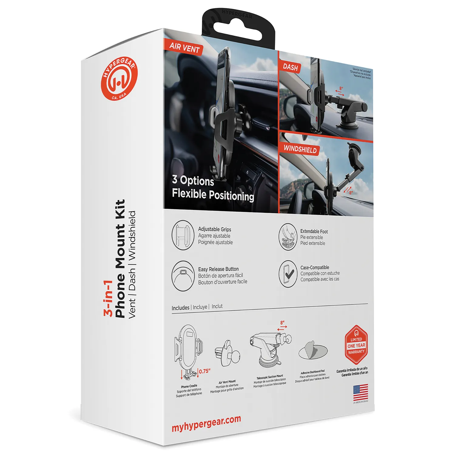 HYPERGEAR 15289 — 3N1 PHN MNT KIT BLK