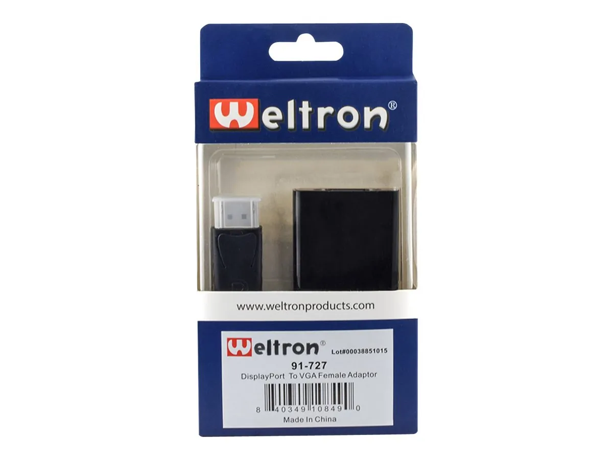 WELTRON 91-727 — WELTRON DISPLAY PORT ADAPTER CONVERTS DISPLAY PORT TO VGA. FROM A DISPLAY PORT D
