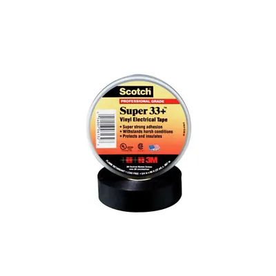 3M 33+-3/4X66FT-X — SUPER 33+ VINYL ELECTRICAL TAPE, 3/4 IN X 66 FT, BLACK, 1.5 IN CORE, 1 ROLL/CART