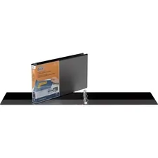 Stride Inc STW 95011L — QuickFit Landscape Round Ring View Binder for Spreadsheets - 1 Binder Capacity - Legal - 8 1/2 x 14 Sheet Size - Round Ring Fastener(s) - 2 Internal Pocket(s) - Black - Recycled - Heavy Duty, Locking Ring, Clear Overlay - 1 Each