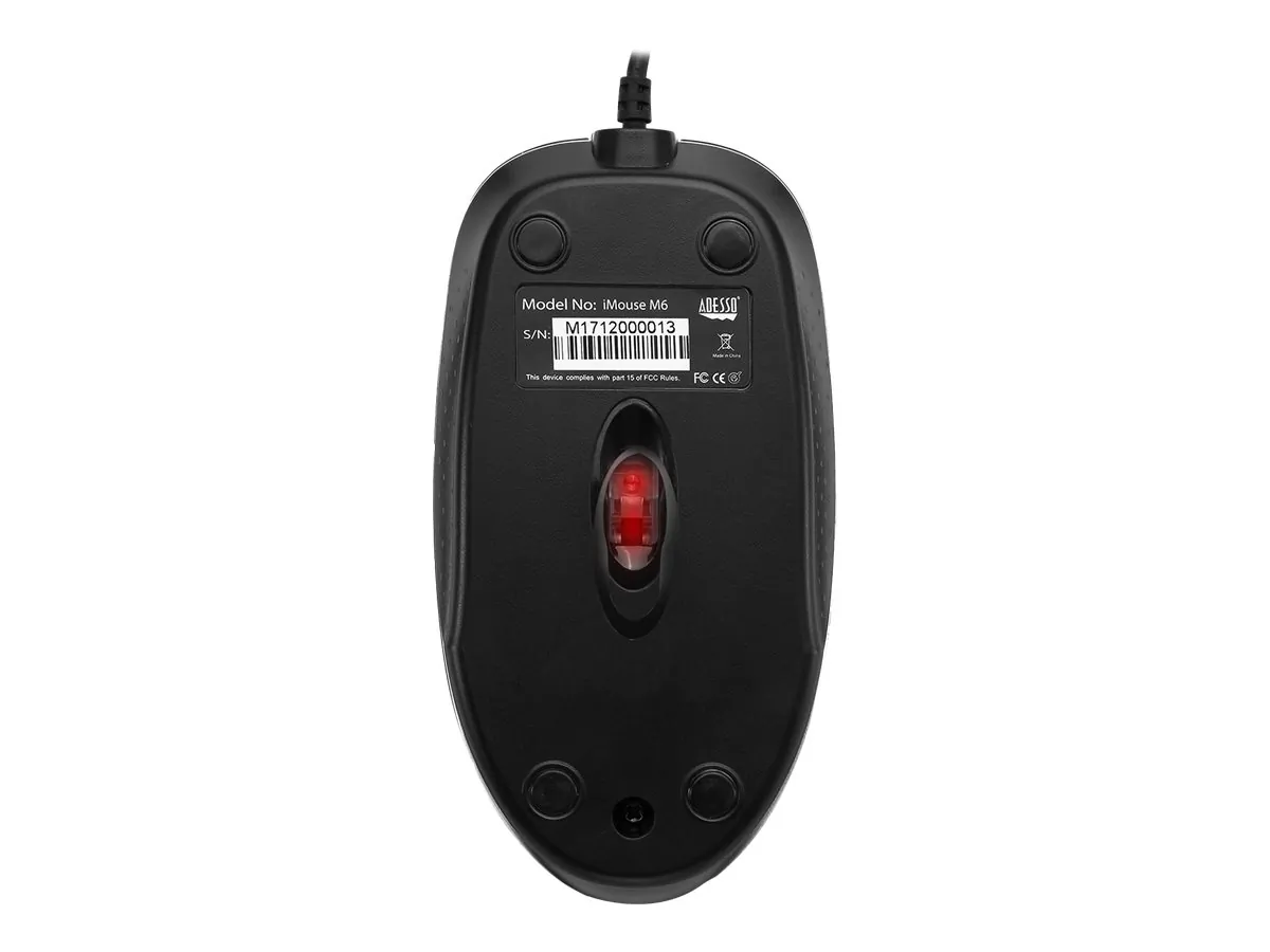 Adesso IMOUSEM6-TAA — IMOUSE M6 ADESSO TAA USB OPTICAL SCROLL MOUSE, 1000 DPI, ENHANCED OPTICAL SENSOR