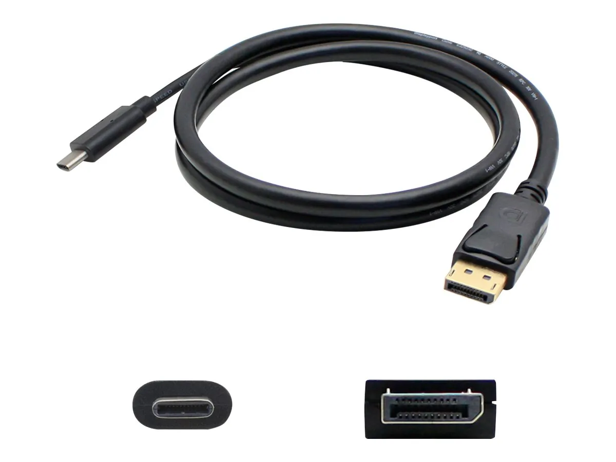 ADDON USBC2DPMM3F — ADDON 3FT USB 3.1 (C) MALE TO DISPLAYPORT MALE BLACK CABLE