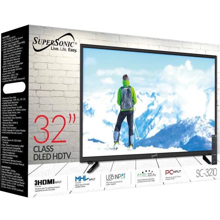 SUPERCOM SC-3210 — 32" LED HDTV with USB and HDMI Inputs