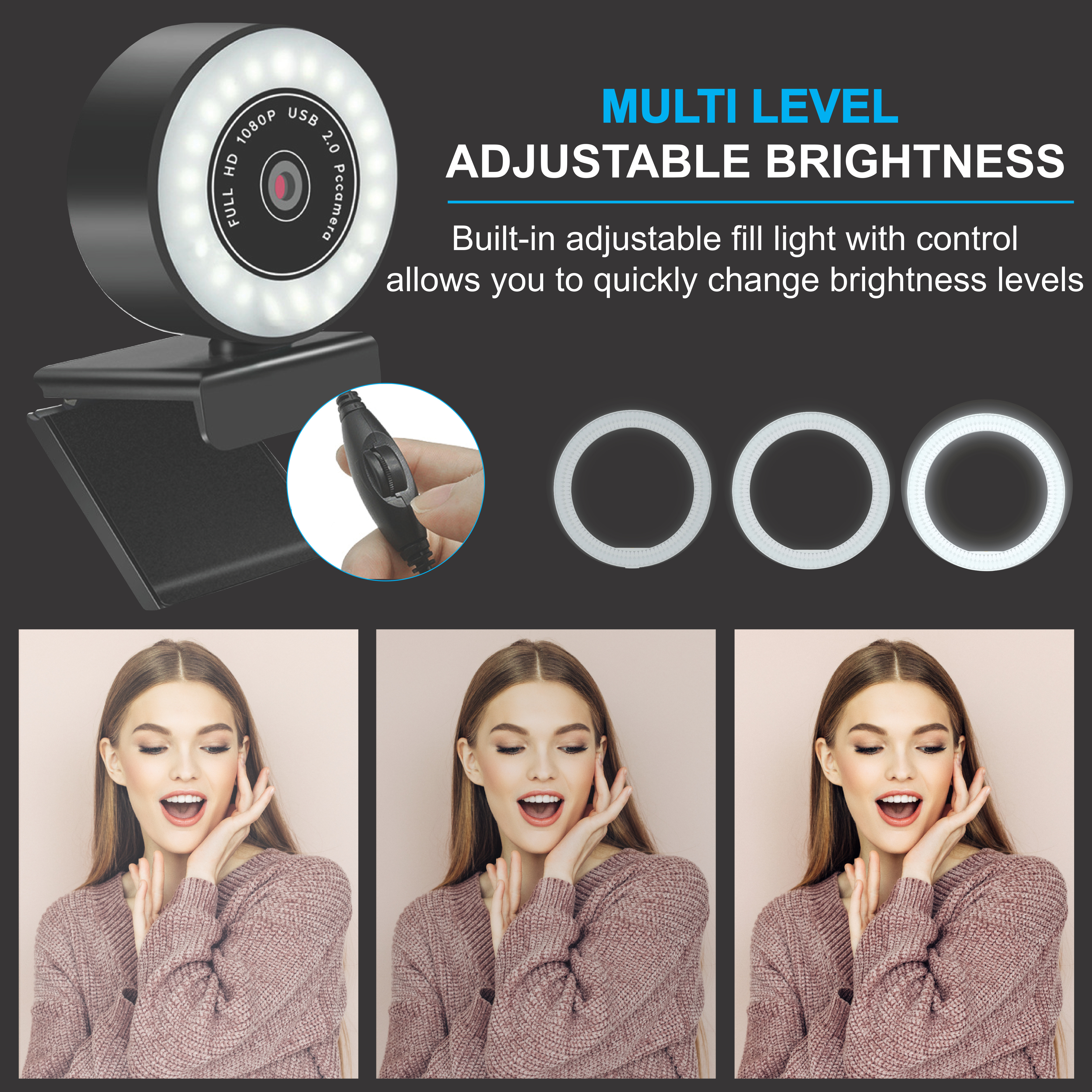 ERGOGUYS PHNX-HD-CAM-LED - PHONIX LED LIGHTED WEBCAM HD 1080P BLACK