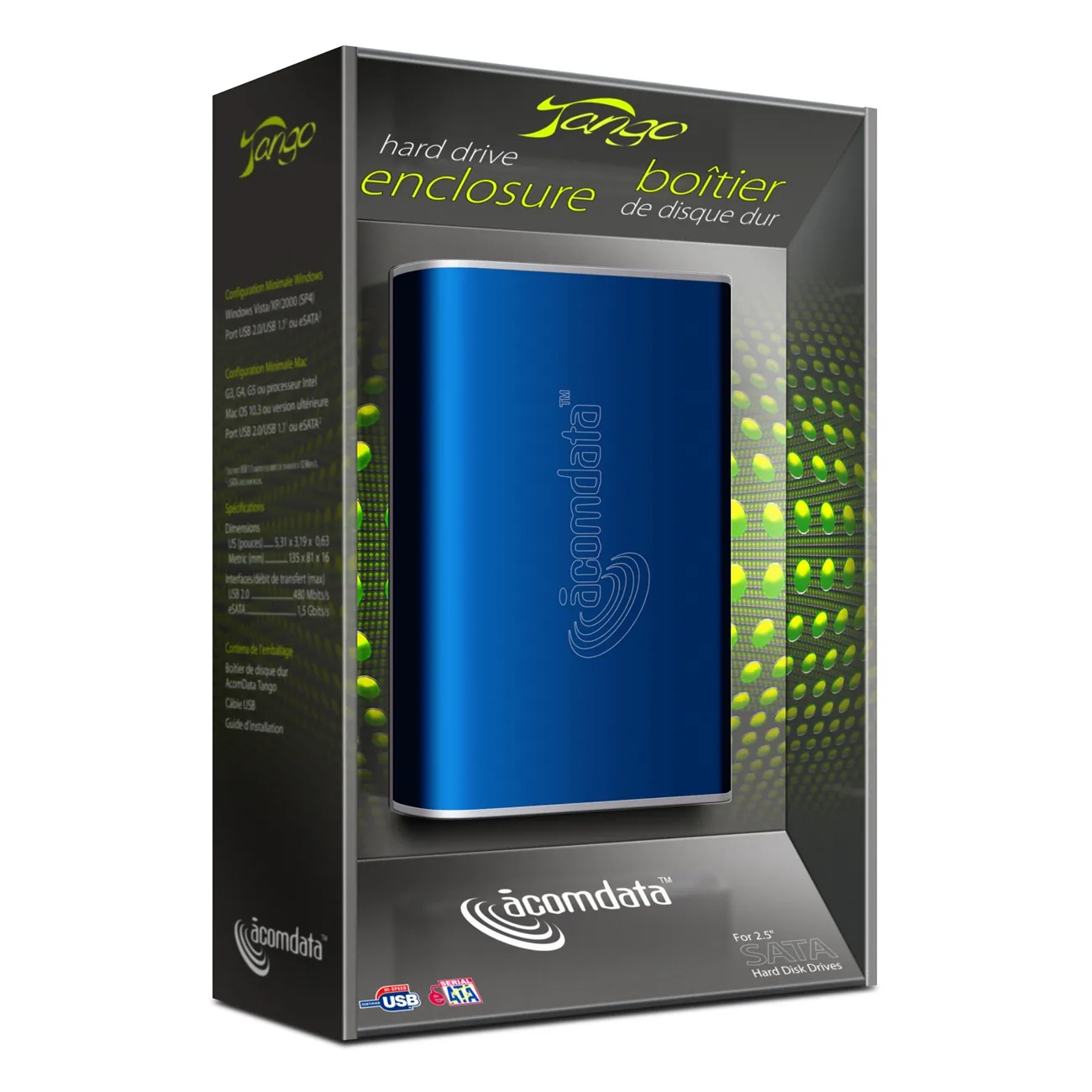 AcomData TNGXXXUSE-BLU - AcomData 2.5 SATA HDD External Enclosure - Blue