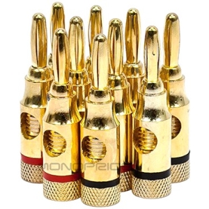 Monoprice 9437 - GOLD PLATED BANANA PLUGS_OPEN SCREW 5PR.