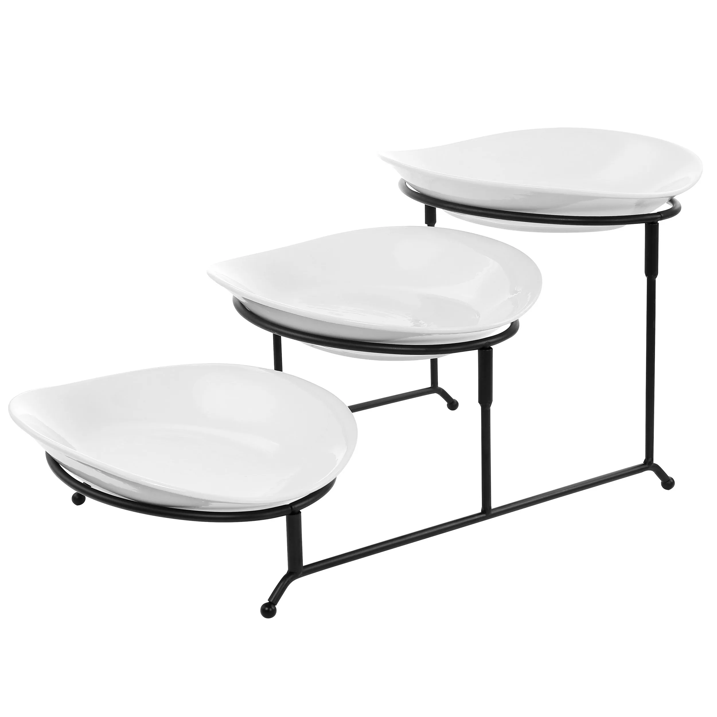 ELAMA ELM-001 — Elama 3 Tier Oval Plate Porcelain Serveware Set